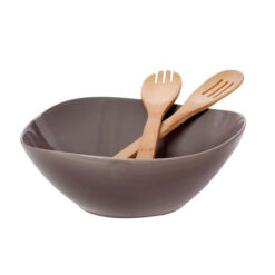 Cryspo Trio Σετ Σαλατιέρα με Κουτάλες Bamboo Beige Grey