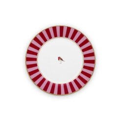 Pip Studio Πιάτο Love Birds Stripes Κόκκινο-Ροζ 26,5cm