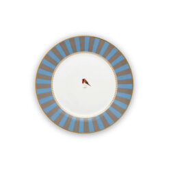 Pip Studio Πιάτο Love Birds Stripes Μπλε-Χακί 21cm
