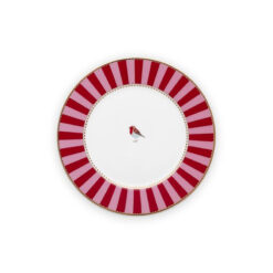 Pip Studio Πιάτο Love Birds Stripes Κόκκινο-Ροζ 17cm