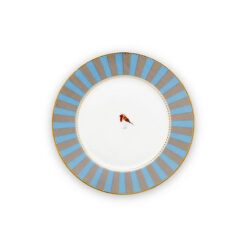 Pip Studio Πιάτο Love Birds Stripes Μπλε-Χακί 17cm