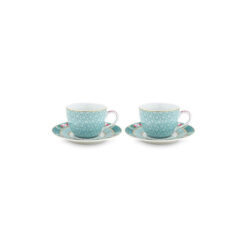Pip Studio Σετ με 2 Φλυτζάνια Espresso Blushing Birds Μπλε 120ml - 51004087
