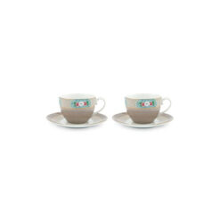 Pip Studio Σετ με 2 Φλυτζάνια Blushing Birds Χακί 280ml - 51004091