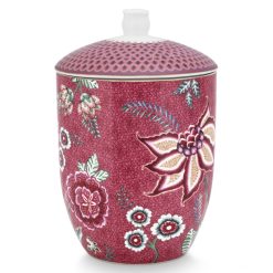 Pip Studio Βάζο Αποθήκευσης Flower Festival Dark Pink 1,5lt