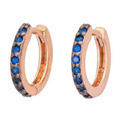 Excite Fashion Jewellery Γυναικεία Σκουλαρίκια Κρικάκια με Μπλε Ζιργκόν