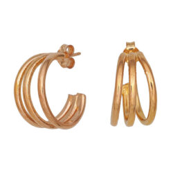 Excite Fashion Jewellery Γυναικεία Σκουλαρίκια Κρίκοι Μεσαίοι Ροζ-Χρυσό