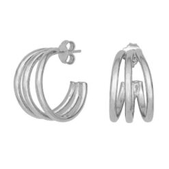 Excite Fashion Jewellery Γυναικεία Σκουλαρίκια Κρίκοι Μεσαίοι Ασημί