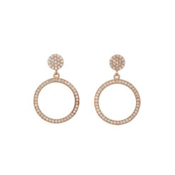 Excite Fashion Jewellery Γυναικεία Σκουλαρίκια Κρίκοι με Λευκά Ζιργκόν