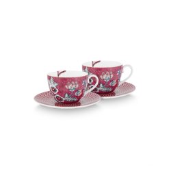 Pip Studio Φλυτζάνι cappuccino -Flower Festivan Dark pink 280ml